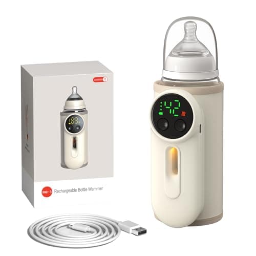 Fast Heating Portable Bottle Warmer for Travel,Monitor Milk Volume,Leak-Proof,Fast Charging&Cordless,Can Use While Charging,Keep Nutrition Bottle Warmer on The Go