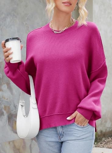 Dokotoo Women's Sweaters Colorblock Crewneck Cotton Long Sleeve Fall Winter Knit Pullover Jumper Tops view 4