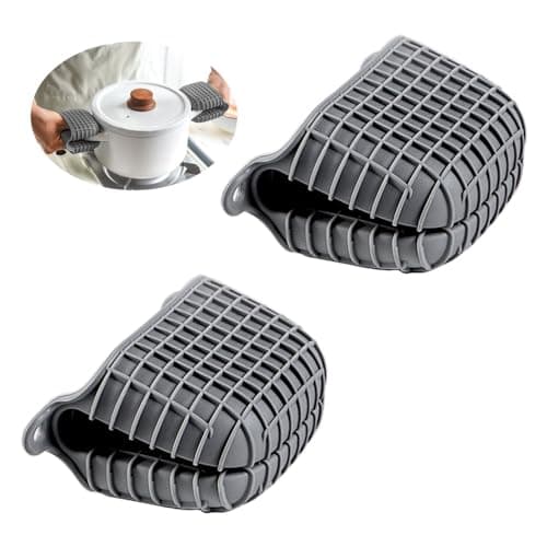 2 Pack Silicone Oven Mitts for Cooking, Heat Resistant Oven Mitt Set, Flexible Oven Gloves, Mini Oven Mitts Set with Non-Slip & Grip Heat Kitchen Mitt for Kitchen Cooking Baking (Grey) — image 1
