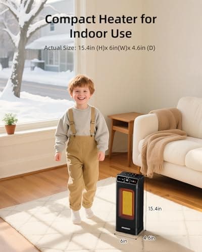 Space Heater, Electric Heaters for Indoor Use with Thermostat, Remote, 1-12H Timer, 70°Oscillation and Overheat Protection, 1500W PTC Ceramic Fast Safety Heat, Portable Heater for Office (Black) view 2