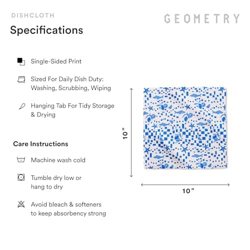 GEOMETRY Dishcloth – Spring & Summer Collection – Quick-Dry, Ultra-Absorbent, Reusable Microfiber Kitchen Towels for Drying & Cleaning - Santorini Tile - 3 Pack view 3
