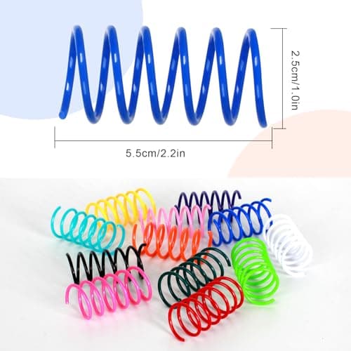 JCSHIMO 60 PCS 12 Colors Cat Spring Toys, Cat Spiral Springs for Indoor Cats, Kittens Toys Plastic Coil for Swatting, Biting, Hunting view 2