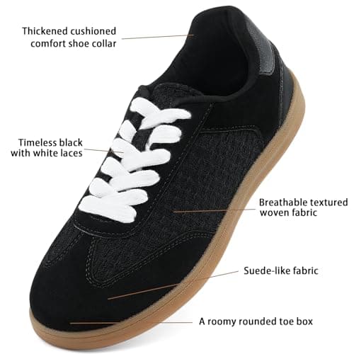 JENN ARDOR Lightweight Sneakers for Women Fashion Lace-Up Tennis Shoes Casual Comfortable Non-Slip Work Walking Everyday Shoes view 4