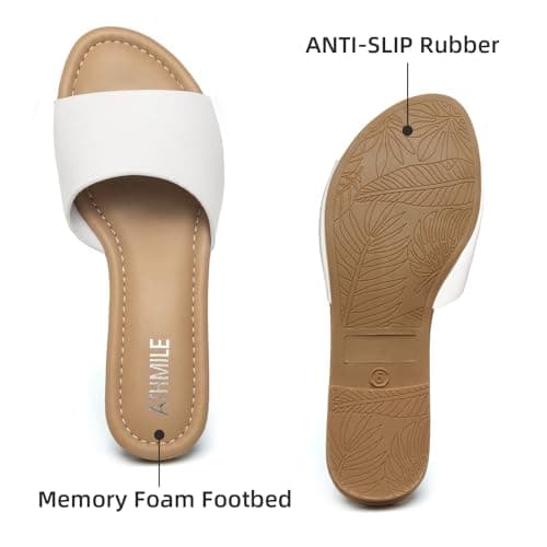 ATHMILE Sandals for Women 2026 One Band Womens Sandals Dressy Open Toe Flats Summer Slides for Casual Party Cute Beach view 4