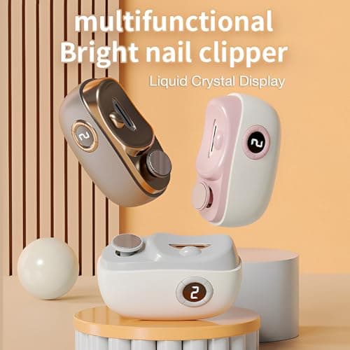 3-in-1 Automatic Electric Nail Clippers with Display, LED Light & Storage Toenail Clippers, Polishing Smart Electric Nail Trimmer, 3 Speeds Nail Cutter for Seniors, Men, Adults Pink view 2