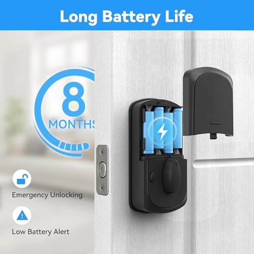 IRONZON Keyless Entry Door Lock - 350Y 5-in-1 Fingerprint Smart Locks for Front Door with Handle Set, Electronic Keypad Door Lock with Handle and Deadbolt - Black view 5