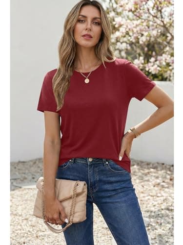 Women's Cotton T-Shirts Short Sleeve Crewneck Basic Solid Color Tee Loose Fit Shirts Breathable Comfy Summer Tops 2026 view 4