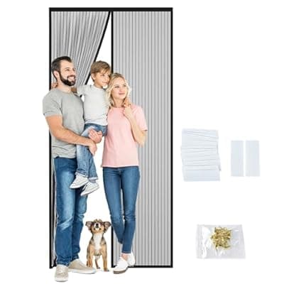 Magnetic Screen Door, Fit Door Size 32" x 80", Self Sealing Magnets,35.4 x 82.7In Screen Door,Keep Bugs Out,for Sliding Door, Front Doors(Black, 32 x 80 inches)