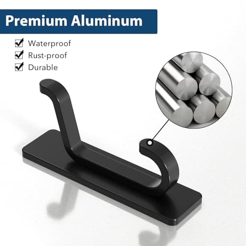 pickpiff Wall Hooks for Coat and Towel: 13LB Strong Adhesive Door Hanger Stick on, Black 4 Pack view 6