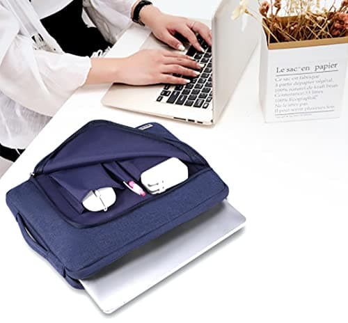 KCY Laptop Sleeve Case 13 14 Inch Compatible with MacBook Air 13, MacBook Pro 13/14, IPad Pro 13, Waterproof Slim Computer Cover Bag with handle, Blue view 2