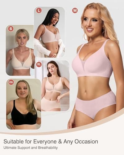 VRVOICE Womens Wireless Bras Sexy V Mesh Push Up No Underwire Bralette Seamless Supportive Tshirt Everyday Bra view 5