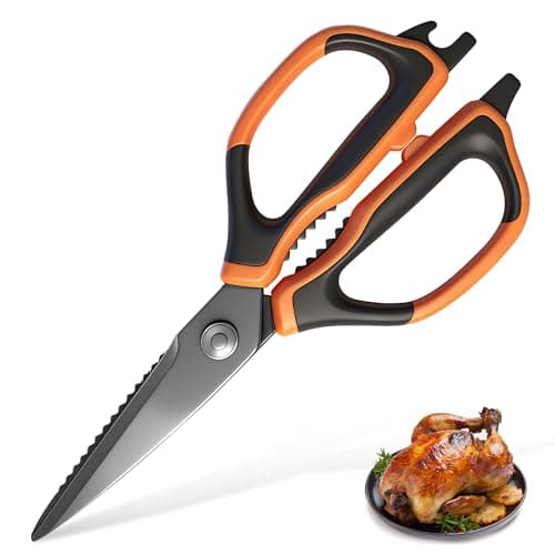 ANSHEE All Purpose Kitchen Scissors, Durable Stainless Steel Food Cooking Shears, Built-in Bottle Opener, Soft Grip Comfort Handle, Dishwasher Safe, Ideal Kitchen Gifts orange 1pack — image 1