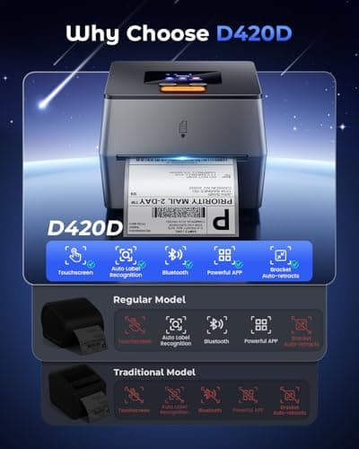 Phomemo Shipping Label Printer with Touchable Screen, 4x6 Bluetooth Thermal Label Printer with Built-in Label Holder, D420D Thermal Printers for Small Business, Compatible with USPS, Tiktok, Amazon view 6