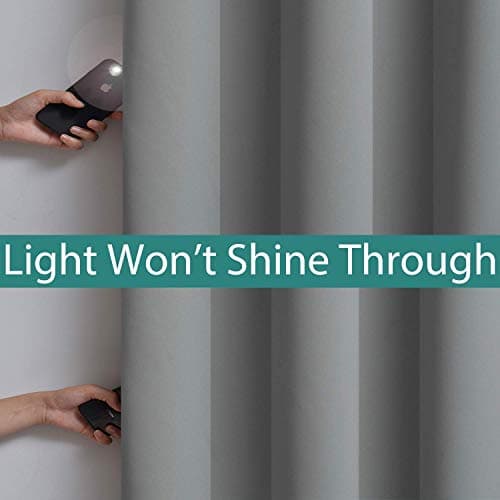 Yakamok 100% Blackout Curtains 84 Inches Long, 2 Thick Layers Heat and Full Light Blocking Soft Thermal Insulated Drapes for Bedroom(52" Wide Each Panel, Grey, 2 Panels) view 4