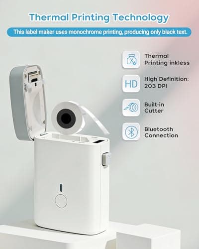 ORGBRO Label Maker Machine with Tape, Portable Bluetooth Label Printer for Home Office Organization, Support Pre-Cut & Continuous Labels, Inkless Thermal Small Labeler for School Kitchen, DX1-White view 4