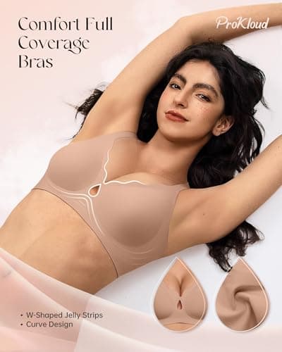 ProKloud Wireless Bras for Women Wave Push Up No Underwire Bralettes Seamless Full Coverage Support Lift Everyday Bra view 2