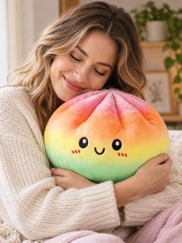 Giant Dumpling Pillow, 10.8-Inch Cute Plush Stuffed Bun Pillow Home Decor view 2