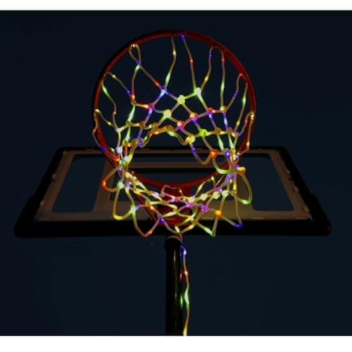 Glow in The Dark Basketball Net, Solar-Powered LED Lighted Nylon Basketball Hoop Net with Remote Control, Waterproof, Multi-Mode Lighting for Nighttime Outdoor Basketball, Kids & Adults view 2