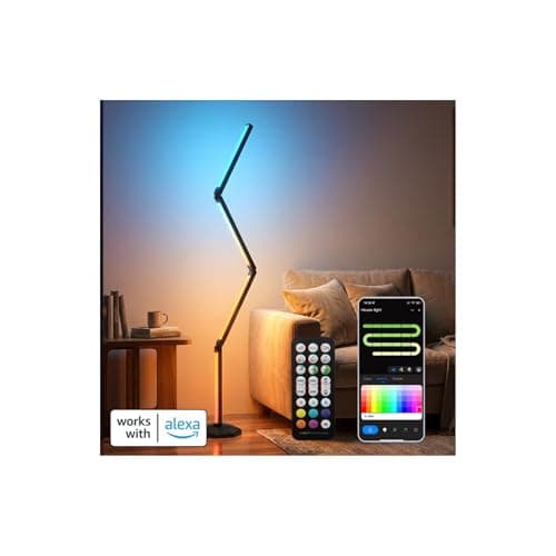 WUTGHUI LED RGB Corner Floor Lamp Foldable Floor Light 2200K-6500K Tunable White with 16 Million Custom Colors Remote/App,Timer Setting (RGB Foldable Floor Lamp with Alexa Voice Control) — image 1