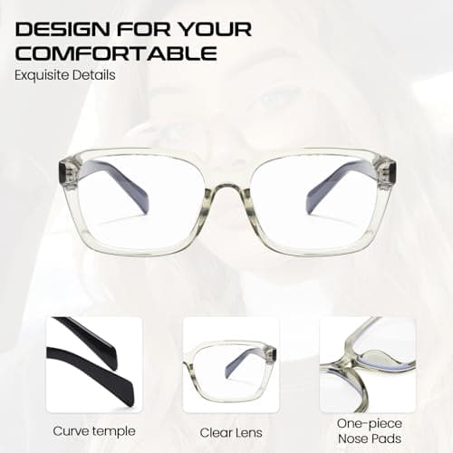 SODQW Designer Blue Light Blocking Glasses for Women Square Frame Anti Glare Reduce Eyestrain Computer Eyeglasses view 4