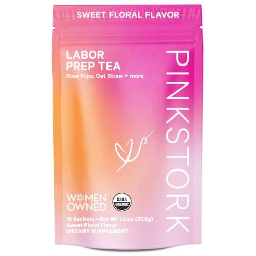 Pink Stork Organic Labor Prep Tea, Sweet Floral Flavor, 30 Cups | Red Raspberry Leaf, Chamomile + Rosehip, Caffeine-Free, Third Trimester Pregnancy Essential, 15 Sachets — image 1