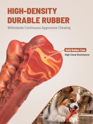 Dog Chew Toys for Aggressive Chewers Durable Natural Rubber Bone view 5