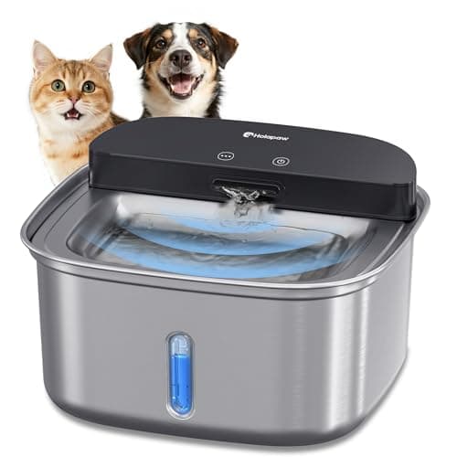 HOLAPAW Wireless Cat Water Fountain Stainless Steel, 128oz/3.78L Cordless Automatic Water Dispenser for Cats and Dogs, Battery Operated Drinking Fountain for Pets with Motion Sensor, Ultra Quiet Pump — image 1
