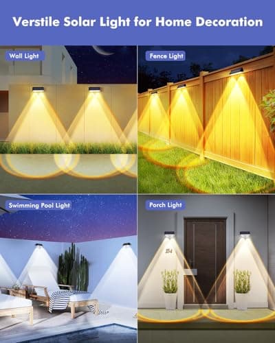 Solar Fence Lights Outdoor 12 Pack, IP65 Waterproof Fence Lights Solar Powered, 3 Modes(Warm/Neutral/Cool White) Solar Deck Light with Auto ON/OFF, LED Lens for Deck/Wall/Step/Patio/Pool/Backyard view 2