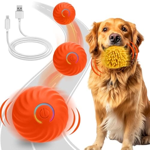 Interactive Dog Toys - Self Rolling Dog Ball with Anti-Chewer Cover for Small/Medium/Large Puppy, Active Rolling Ball for Dogs Enrichment, Motion Activated Toys That Move Its Own Orange — image 1