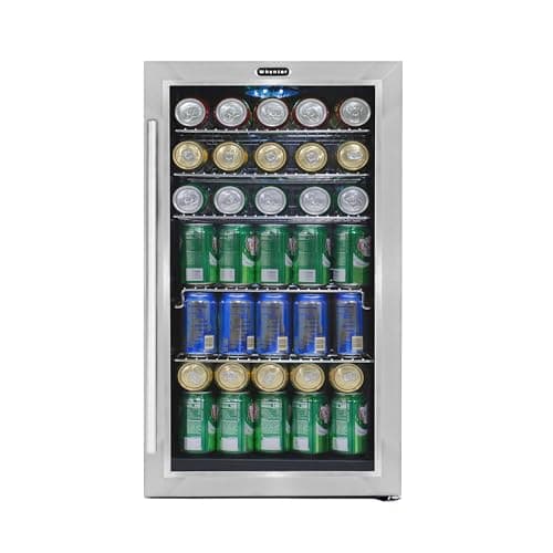Whynter Beverage Refrigerator with Double-Layer Glass Door, 127-Can 3.1 Cu Ft Freestanding Drink Mini Fridge, BR-130SB, Stainless Steel