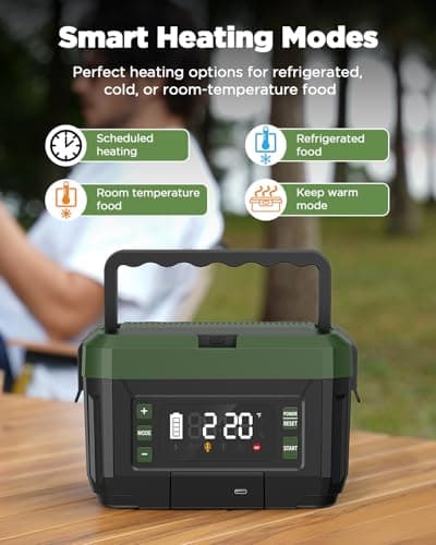 Genasmil Battery Powered Heated Lunch Box - 20000mAh Cordless Electric Lunch Box for Adults, 1.2L Stainless Steel Self-Heating Food Warmer with Removable Battery, Portable for Work, Office, & Travel view 2
