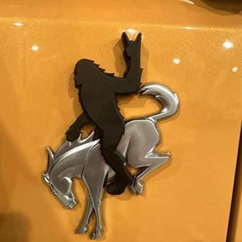 Add-A-Saquatch to Your Bronco,3D Tailgate Emblem Overlay for SUV - Universal Fit 3"x4" Raised Design, Black Automotive Decor with Tape (Riding Horse Set - B, Black) view 3