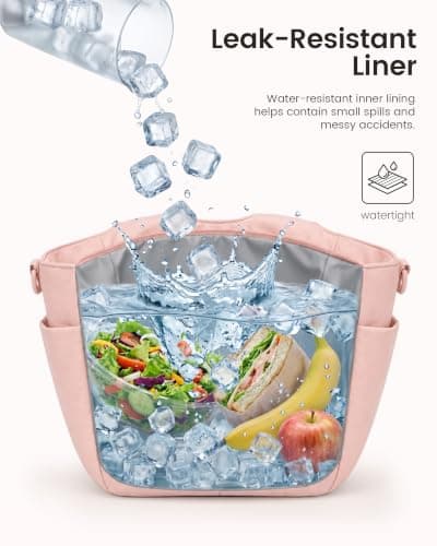 LOVEVOOK Cute Lunch Bag for Women, Insulated Lunch Box for Work | Insulated lunch box for women, shoulder strap, large bottle holder, ideal for work, picnics, and daily meals view 5