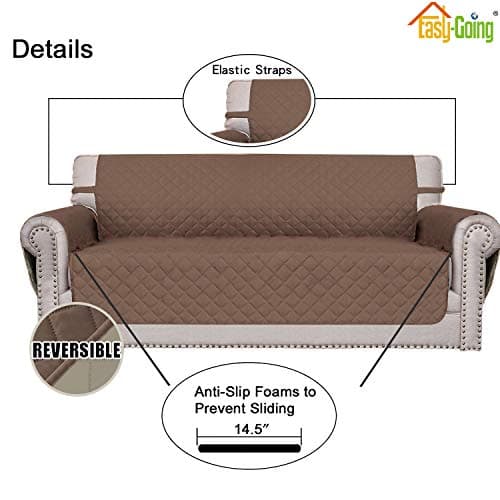 Easy-Going Reversible Oversized Couch Cover for 3 Cushion Couch Sofa Cover for Dogs Water Resistant Furniture Protector Cover with Foam Sticks for Pet (Oversized Sofa, Brown/Beige) view 4
