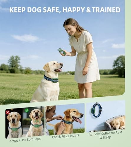 Shock Collar for Dogs, 4200FT Dog Training Collar with Remote for 15-120lbs Small Medium Large Dog, IP68 Waterproof Rechargeable E Collar with 3 Training Modes: Beep, Vibration, Safe Shock（Green） view 7