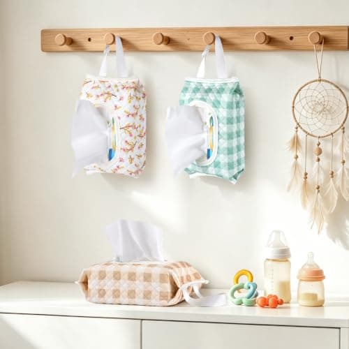 Quilted Baby Wipe Holder, Diaper Pouch Hanging Wet Wipes Bag view 4