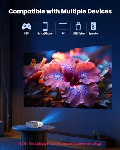 Portable Full HD 1080P Mini Projector, YOWHICK 2026 Upgraded Model, Movie Projector for Home Theater, Compatible with iOS/Android/Windows/TV Stick/Box/USB/HDMI view 4