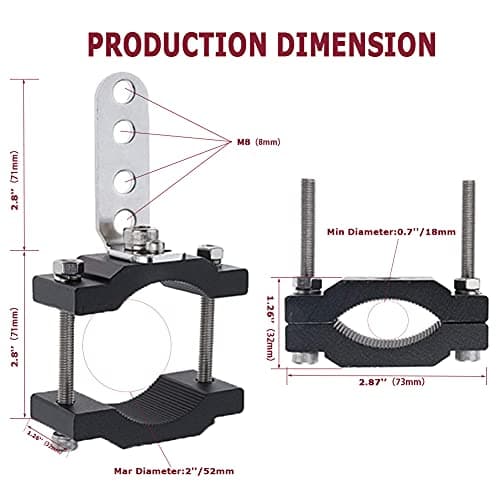 KANGIKX Fork Clamp Motorcycle Light Mount fit 0.7" to 2.05" Roll Cage,Adjustable Bicycle Motorcycle Headlight Bracket Car Bull Bar Holder Offroad Tube Clamps Mounting Brackets for LED Work Lights view 2