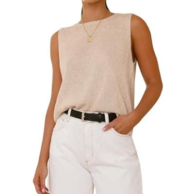 BTFBM Sleeveless Sweater Tops for Women 2026 Crew Neck Lightweight Casual Loose Tank Summer Outfits Fashion Clothing