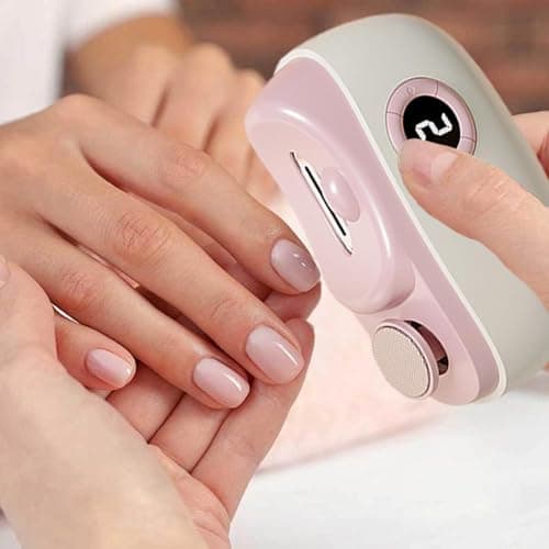 3-in-1 Automatic Electric Nail Clippers with Display, LED Light & Storage Toenail Clippers, Polishing Smart Electric Nail Trimmer, 3 Speeds Nail Cutter for Seniors, Men, Adults Pink view 3