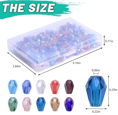 Victlov 300pcs Glass Crystal Teardrop Beads 6X8mm Drop Glass Spacer Beads Colorful Clear Electroplated Color Crystal Beads for DIY Jewelry Bracelet Making (Facet Drop) view 2