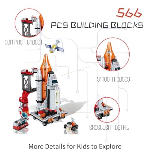Space Rocket Stem Project Toy for Boy Age 7 8 9 10 11 12 13 Building Block for Kid Age 8-12 Science Kits for Kids Age 8-14 Christmas Birthday Gift for Boys Girls 7-13 view 2