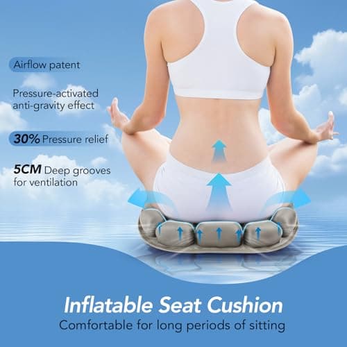 RUIERS Travel Seat Cushion, 3D Air Inflatable Pressure Relief Cushion for Hemorrhoid and Tailbone Pain Relief, Optimal Support for Long Sitting in Car, Air Travel, Office Chairs, Home Living view 3