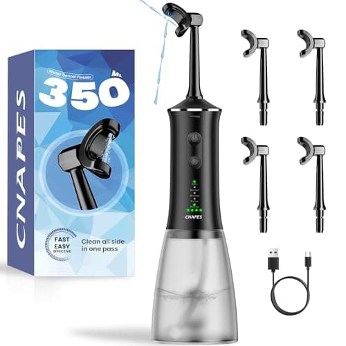 CNAPES Cordless Water Flosser for Teeth - Portable Dental Flosser Pick with 360° Rotating U-Shaped Nozzle, 350ML Large Tank, 4 Modes, IPX7 Waterproof, 30-Day Battery Rechargeable for Travel & Braces — image 1