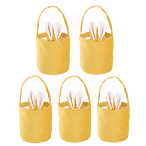 MSGBLAI Easter Bunny Gift Bags With Rabbit Ear, Basket for Easter Egg Hunts Decorations Candy Gift Storage with Handle(Yellow) — image 1