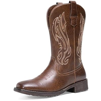 Jousen Cowboy Boots for Men Embroidery Men's Western Boots Retro Square Toe Mens Boot Botas Vaqueras Para Hombre
