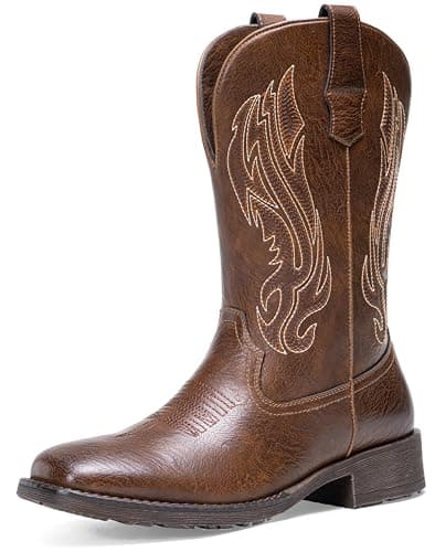Jousen Cowboy Boots for Men Embroidery Men's Western Boots Retro Square Toe Mens Boot Botas Vaqueras Para Hombre — image 1