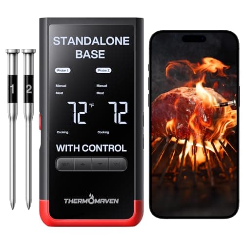 ThermoMaven Smart Bluetooth Wireless Meat Thermometer: Standalone Base, WiFi Unlimited Range, 6 Sensors with NIST Certified Accuracy, 2 Probes for Kitchen, BBQ, Grill, Oven, Smoker, Rotisserie view 1