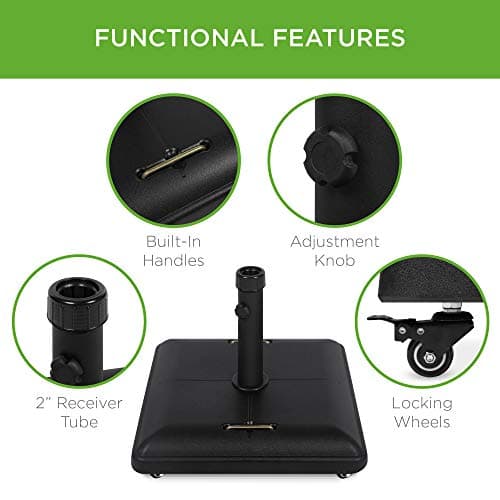 Best Choice Products 81-Pound Heavy Duty Square Concrete Rolling Outdoor Patio Umbrella Base Stand w/Locking Wheels, Handles view 6