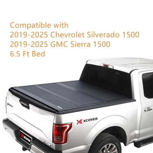 XCOVER Hard Tonneau Cover Fits 2019-2026 Silverado Sierra 1500 6.5FT | Low Profile Design, Durable Truck Bed Protection with Sleek Matte Finish and Easy Installation for Secure Pickup Bed Coverage view 2